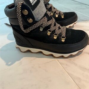 Sorel Black and Gold Lace-Up Boots